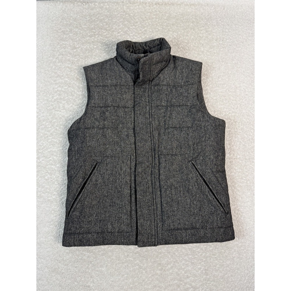 Gap Vest Mens Medium‎ Charcoal Gray Wool Blend Quilted Sleeveless Jacket Puffer